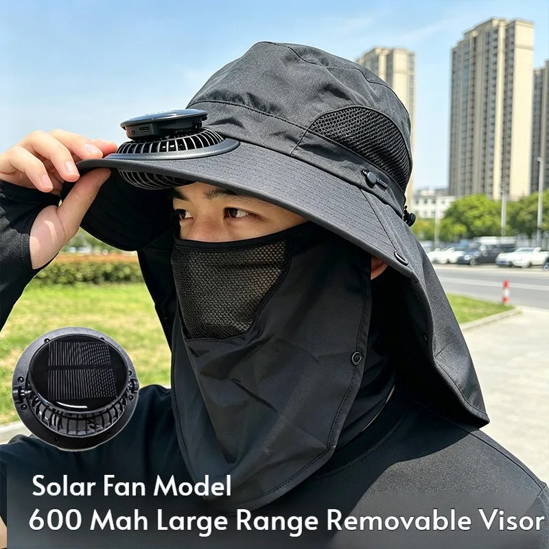 Fish Finder Battery - 2026 New Solar Rechargeable Fan Hat