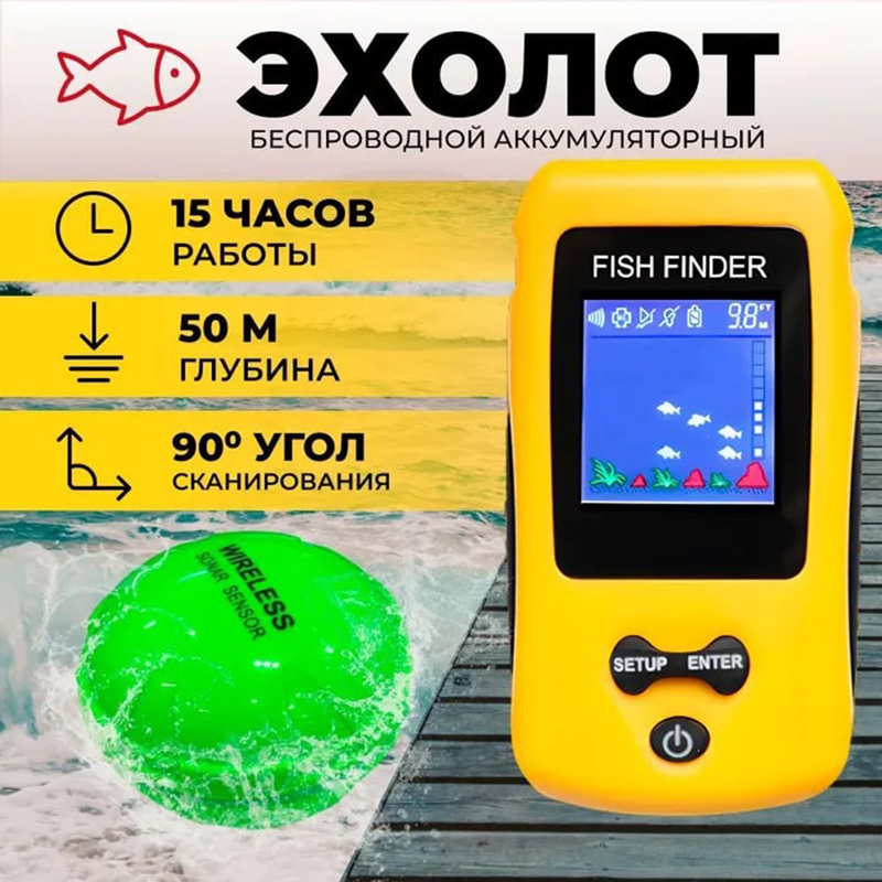 Fish Finder Transducer - Brand New Colorful Wireless Fish Finder,